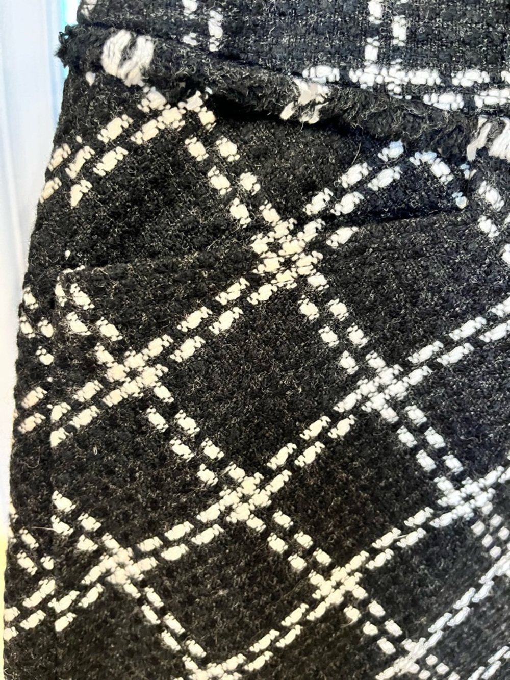 Forenza Black & White Diamond-Check Bouclé Mini Skirt - Picture 3 of 5